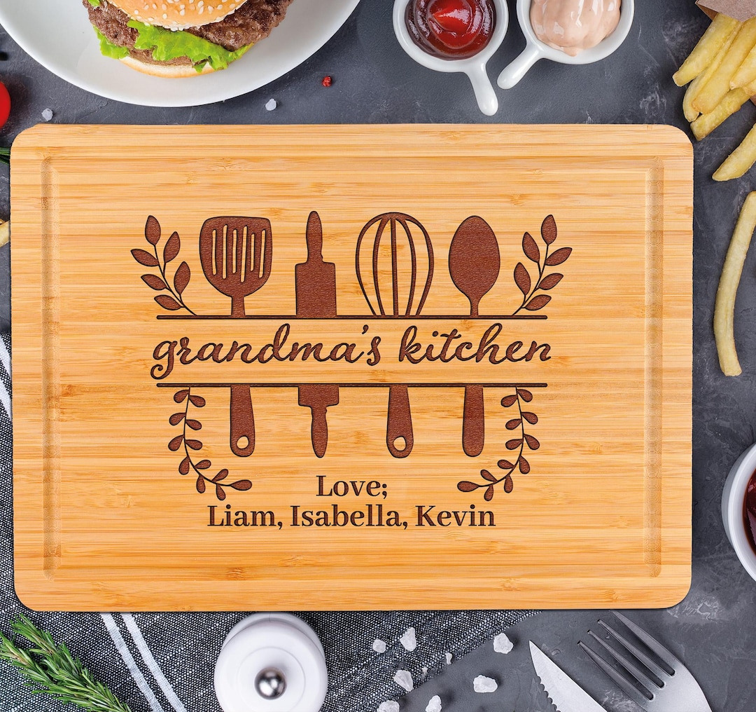 Grabado Láser Personalizado Tabla Desayuno Abuela LOOPES - Madera Grabada 23x15cm | Regalo Navidad, Cumpleaños Día Madre Regalo Abuela Navidad