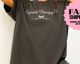 Komfort Farben Logopädie Shirt, SLP Shirt, Logopädin Shirt, Coquette Bow Tee SLP Tee für Frau