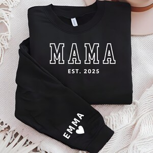 Custom Mama Sweatshirt, Kids Names on Sleeve Crewneck, Christmas Gift for Mum, Personalised Grandmother Sweater , Birthday Gifts for Mom