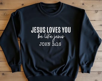 Sudadera con el mensaje "Jesús te ama", sudadera cristiana, sudadera estética cristiana, camiseta de iglesia, ropa cristiana, regalos religiosos