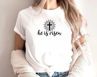 He Is Risen Shirt, Jesus TShirt, Faith Shirt, Easter Tee, Christian Shirt, Easter Gift, Inspirational Shirt, Religious Gift, Kids Church Tee