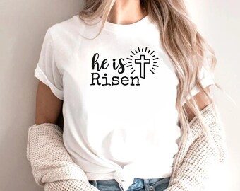He Is Risen Shirt, Jesus TShirt, Faith Shirt, Easter Tee, Christian Shirt, Easter Gift, Inspirational Shirt, Religious Gift, Kids Church Tee