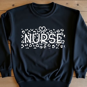 Nurse Life Sweatshirt, Leopard Print Nurse Hoodie, Nursing School Longsleeve, Nursing School Sweatshirt, Nurse Week Hoodie, Nurse Sweatshirt