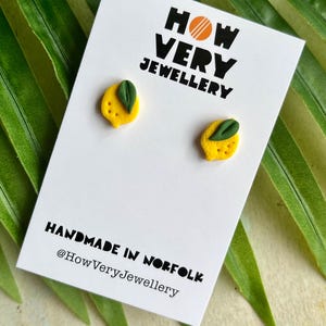 Handmade tiny lemon earrings, gift for her, lightweight earrings, miniature food earrings, summer accessories, fruit earrings gift