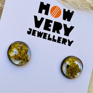 Handmade real lichen earrings, dried botanical studs, nature-inspired jewellery, woodland gift for her, mosscore earring, forest fairy