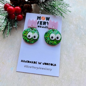 Handmade very silly sprouts earrings, brussels sprout, wacky earrings, secret Santa gift, gift for friend, lightweight jewellery