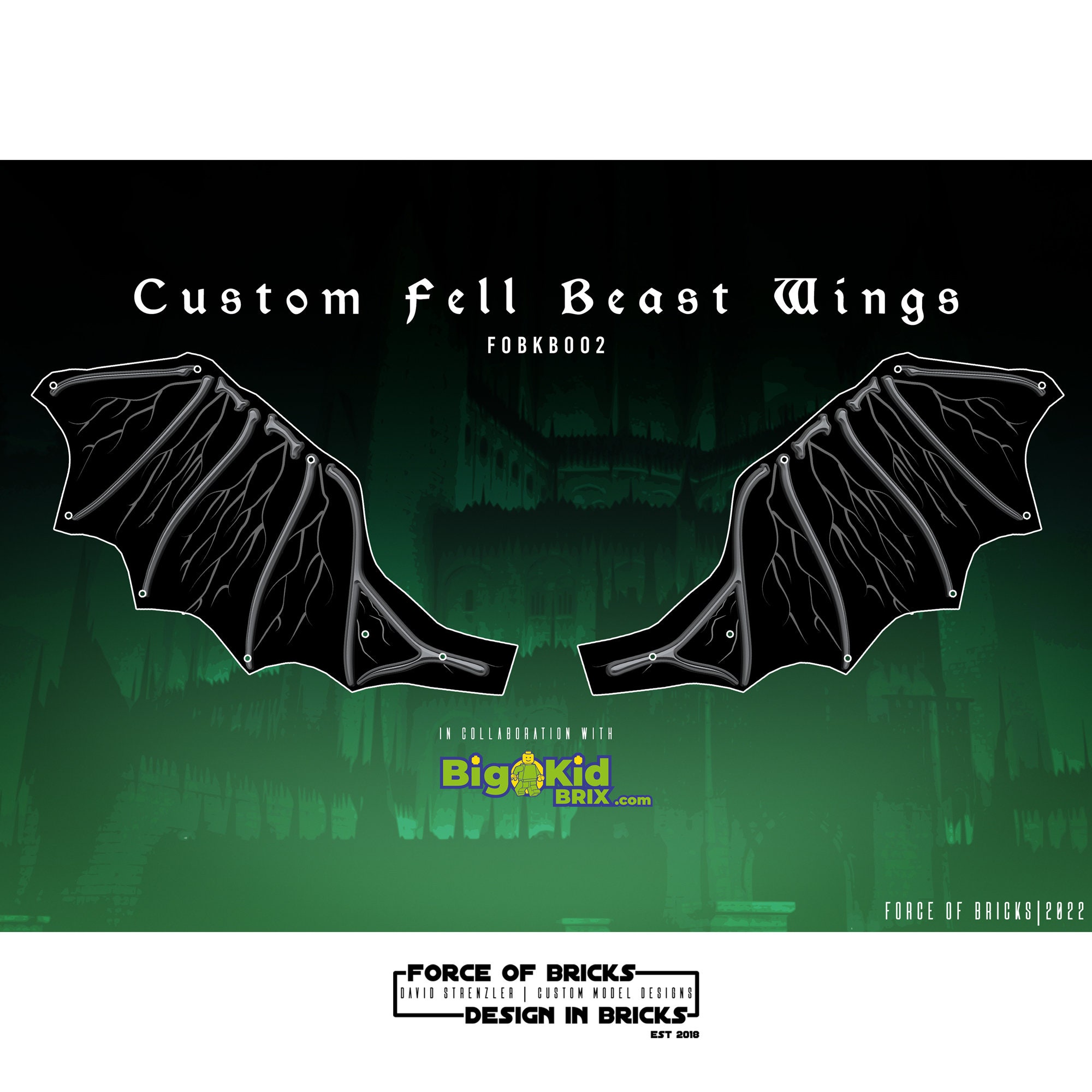 Custom Fell Beast Wings, Printed, Black | Force of Bricks