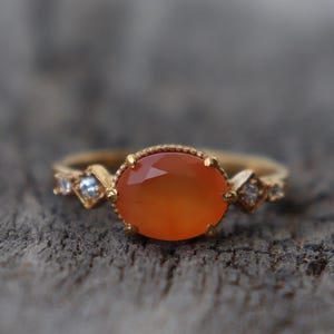Natural Carnelian Ring, 18K Gold Filled 925 Sterling Silver Ring, Handmade Ring, Unique Stylish Design, Promise Ring, Gift For Her