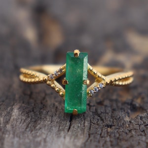 Grüne Jade , Gold Vermeil 925 Sterling Silber Ring, Multi Stein Solitär Ring, Ehering, Jahrestag Ring, Geschenk für Frauen