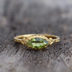 Peridot Ring, Women's Ring, 18k Gold Plated 925 Sterling Silver Handmade Ring, Engagement Ring, Anniversary Ring, Promise Gift For her
