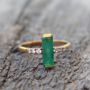 Natürliche Grüne Jade Sterling Silber Edelstein Ring, 925 Silber Aussage Schlicht Einfach Verlobungsring, Vergoldeten Stapeln Grüner Jade Ring