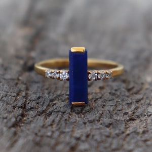 Genuine Lapis Lazuli Ring ~ 925 Sterling Silver Engagement Ring ~ 14k Gold Vermeil Women&#39;s Ring ~ Lapis Proposal Ring ~ Gift For Valentine&#39;s