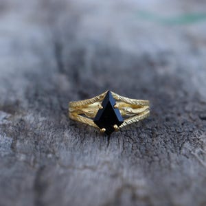 Natural Black onyx ring, Textured handmade ring, 925 solid sterling silver ring, silver Black onyx ring, Gold Plated ring, women's ring