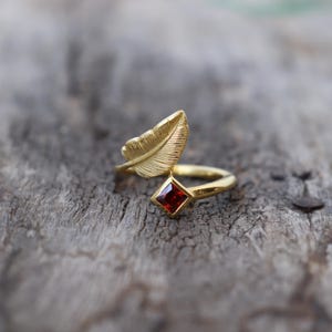 Natural Garnet Engagement Ring, Unique Bridal Anniversary Woman Ring,  Proposal Statement Ring, Wedding Ring, Anniversary Gift Ring Handmade