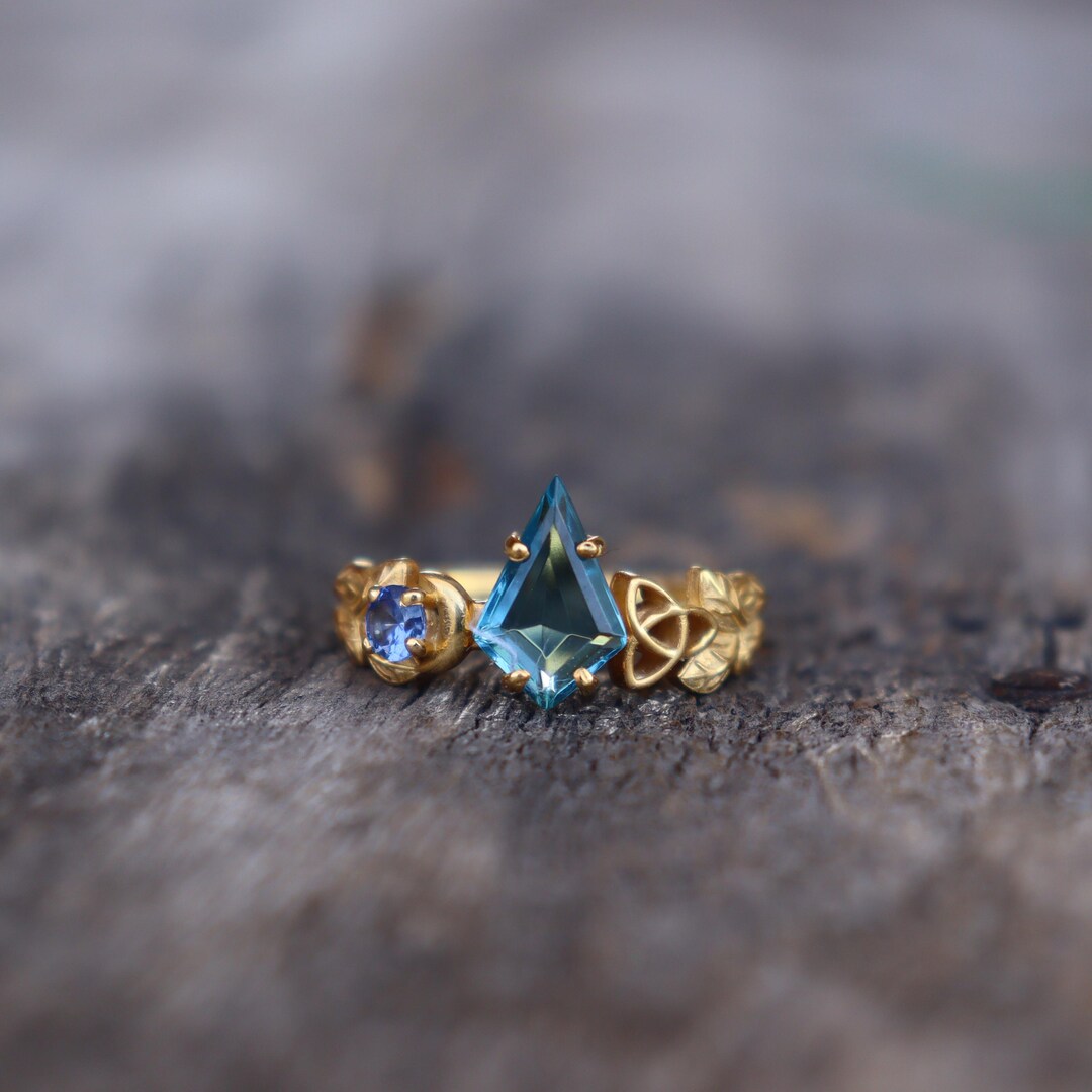 Real Blue Topaz Rings Nature Inspired Genuine Blue Topaz Ring, 925 Sterling Silver Engagement ...