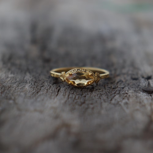 Véritable bague citrine 14 carats vermeil ~ bague cadeau d'anniversaire de mariage en argent sterling 925 pour femme ~ bague délicate faite main avec pierre de naissance de novembre
