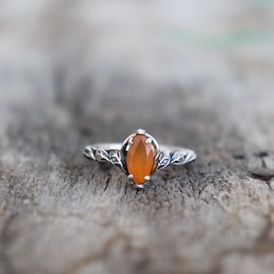 Natural Carnelian Ring, 925 Sterling Silver Ring, Handmade Ring, Unique Stylish Design, Marquise Gemstone Ring, Gift For Her