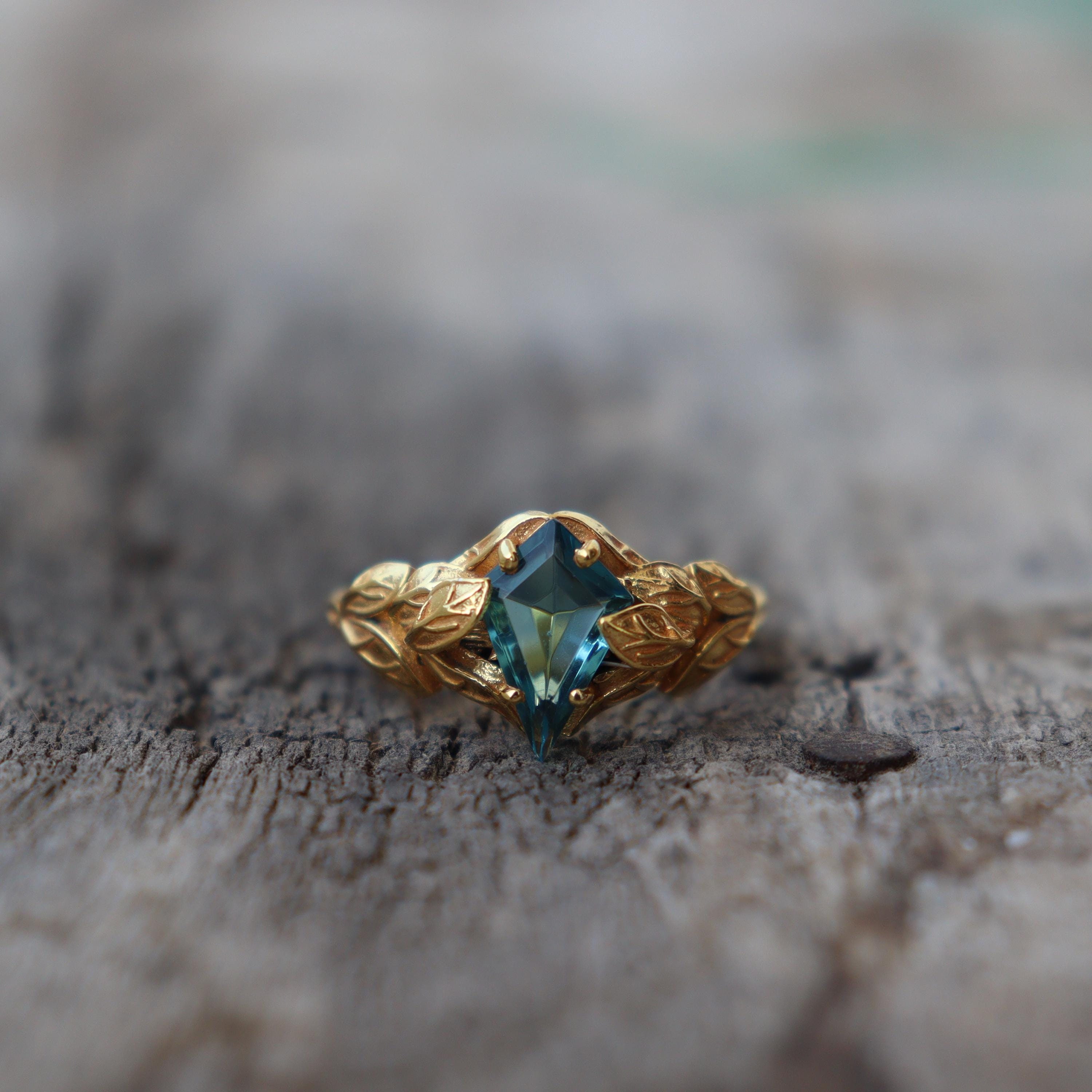 Genuine Blue Topaz Ring ~ 925 Solid Sterling Silver Engagement Gift Ring ~ Handmade Topaz Ring ~ 14k Gold Vermeil Kite Topaz Ring For Women