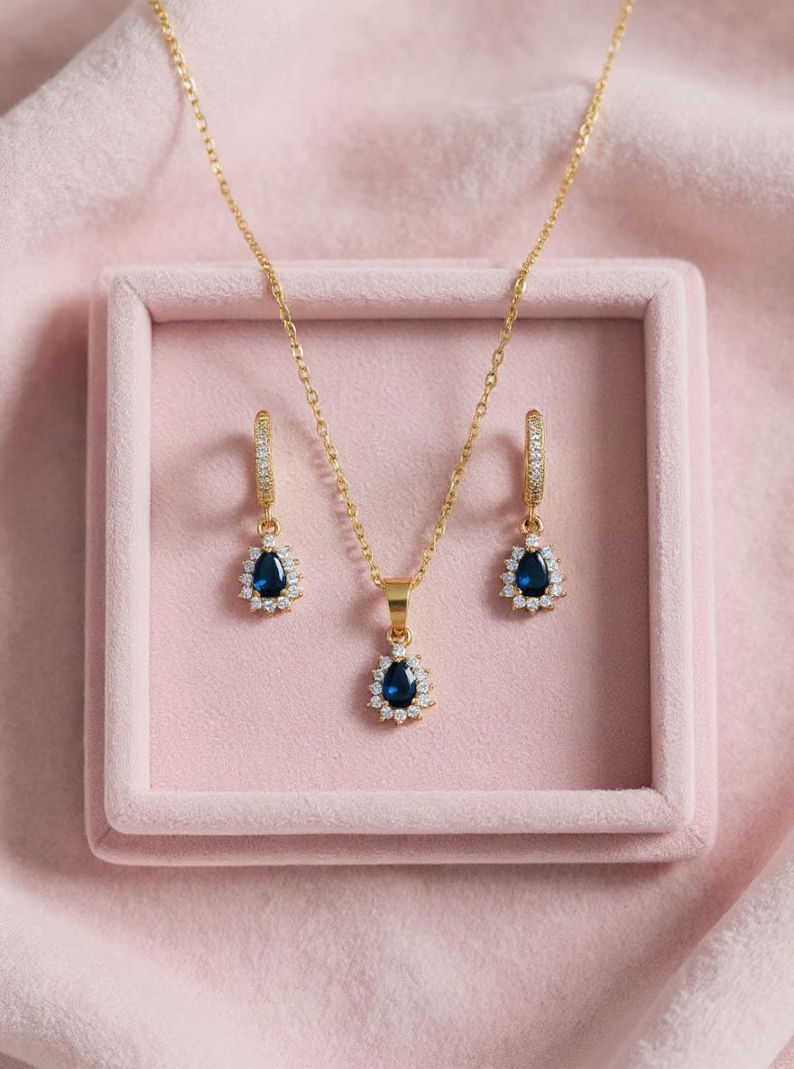 Bridesmaid Gift Jewelry Set – Dainty Flower Necklace & Earrings Set, Sparkling Pave Rhinestones
