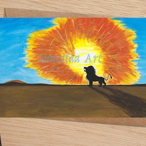 Large size A5  Powerful Card - Roar! - Original Acrylic Painting
