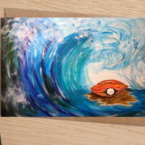 Grote spectaculaire inspirerende A5-kaart - Parel - Origineel acrylschilderij - profetisch