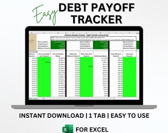Rastreador de pago de deuda / Hoja de cálculo Excel de bola de nieve de deuda / Gráfico de pago de tarjetas de crédito / Hoja de cálculo libre de deuda / Pago de préstamos estudiantiles / Pago de automóvil