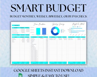 Presupuesto de Google Sheets, Hoja de cálculo de presupuesto, Planificador de presupuesto, Plantilla de presupuesto quincenal, Presupuesto de cheque de pago Presupuesto semanal, Seguimiento de gastos