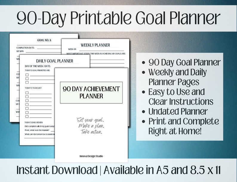 Goal Planner Printable Goal Setting Journal ADHD Goal Tracker Printable