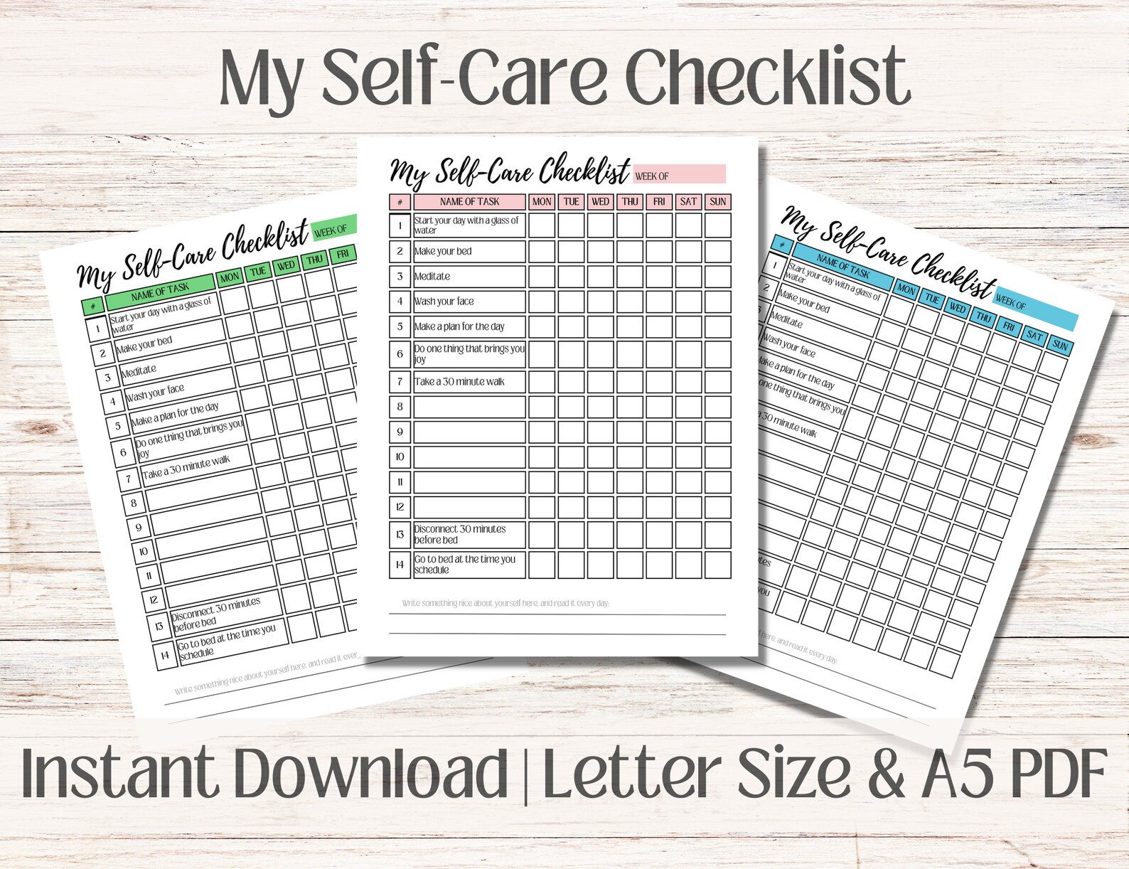 Self Care Planner | Self Care Set | Self Care Checklist | Self Care ...