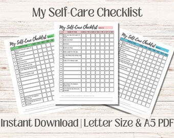Planificador de cuidado personal / Conjunto de cuidado personal / Lista de verificación de cuidado personal / Diario de seguimiento de cuidado personal / Bienestar imprimible / Rastreador de atención plena / Bienestar