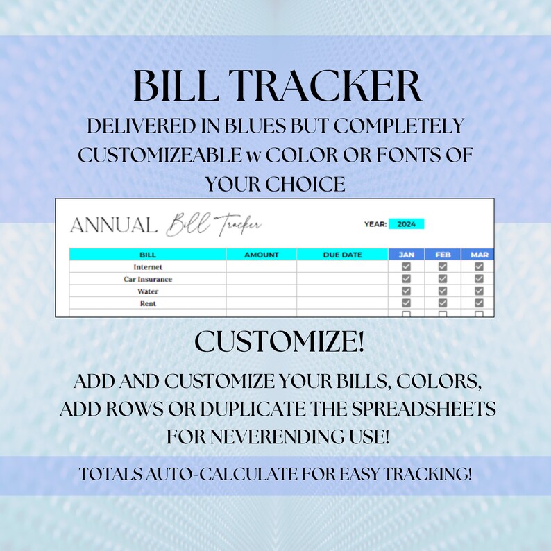 Bill Tracker Payment Organizer, Google Sheets Bill Tracker, Payment ...