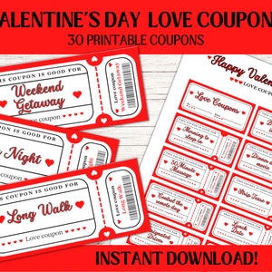 Love Coupons | Valentines Day Coupons for Her | Valentines Day Gift | Printable Love Coupons for Couple | Valentine&#39;s Gift Voucher | Gift