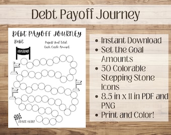 Rastreador de pago de deuda / Desafío de pago de deuda imprimible / Viaje de pago de deuda / Bola de nieve de deuda / Libre de deudas / Descarga instantánea / Hoja para colorear