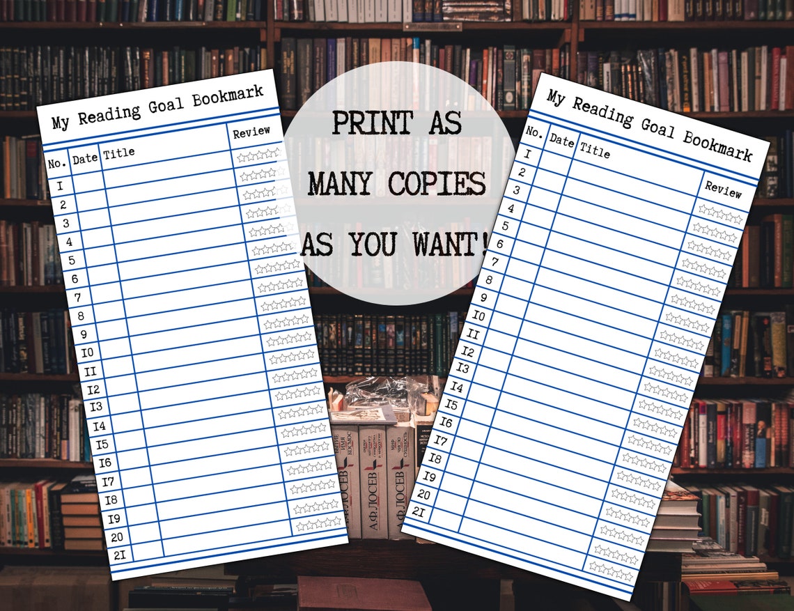 Printable Bookmark Tracker Printable Reading Tracker Library Card Book