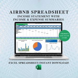 Airbnb Income & Expense Tracker | Airbnb Income Statement | Expense Tracker Template | Airbnb Excel Template | Short Term Rental Income Stat