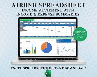 Seguimiento de ingresos y gastos de Airbnb / Declaración de ingresos de Airbnb / Plantilla de seguimiento de gastos / Plantilla de Excel de Airbnb / Estadísticas de ingresos de alquiler a corto plazo