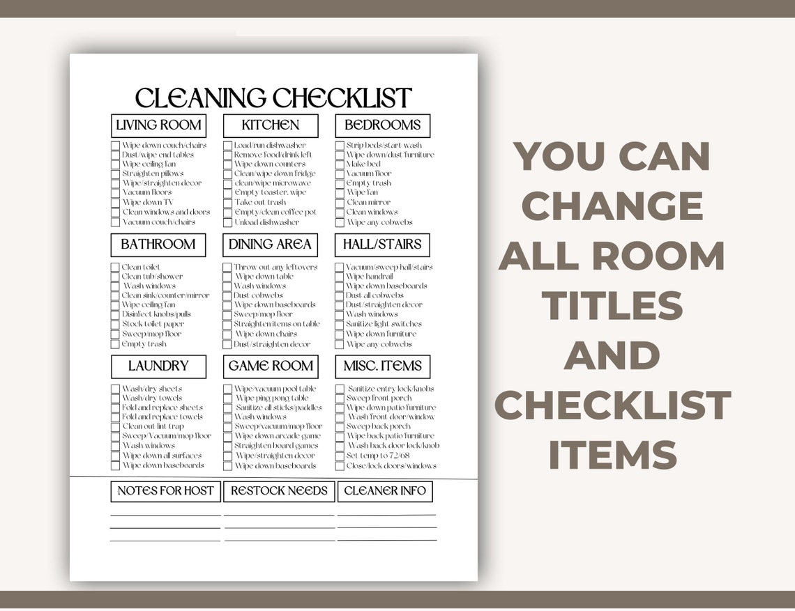 Airbnb Cleaning Checklist Airbnb Cleaners Airbnb Cleaning List Airbnb