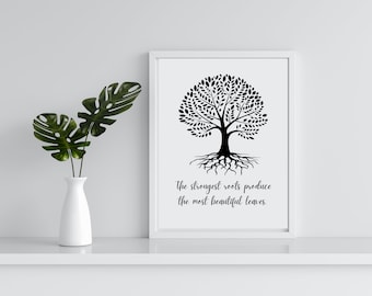 Arte de pared de raíces fuertes / Arte de raíces familiares / Raíces de árboles más fuertes