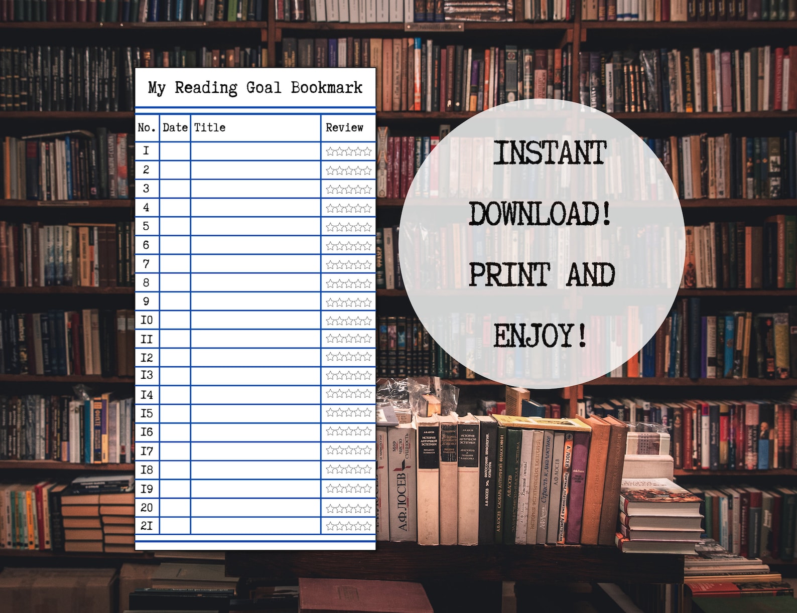 Printable Bookmark Tracker | Printable Reading Tracker | Library Card ...
