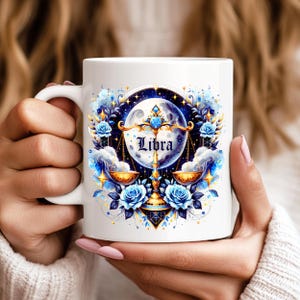 Libra Zodiac Coffee Mug 11oz Ceramic Celestial October Birthday Gifts Astrology Mugs Floral Horoscope Themed Gift Ideas For Girlfriend