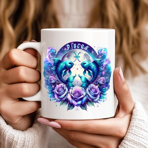 Pisces Zodiac Coffee Mug 11oz Ceramic Gifts For March Birthday Astrology Gifts For Water Birth Sign Celestial Horoscope Gothic Mug Design