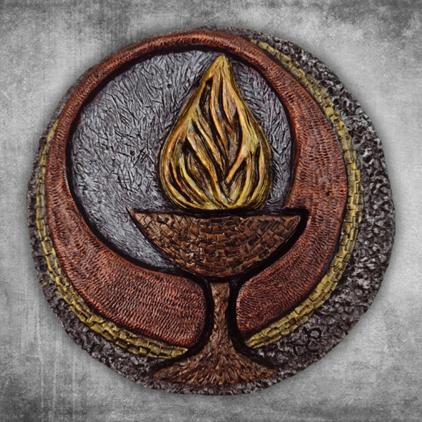 Flaming Chalice Wall Art Sculpture. Unitarian Universalist or Quaker Flame Symbol. Unique Handmade Gift for Spiritual Person.