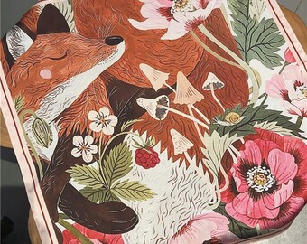 Fox print scarf/100% Vegan Silk Scarf/Silk head scarf/55*55cm/Silk hair scarf/Silk neck scarf/Silk bandana/Bag Accessory/Gift for her