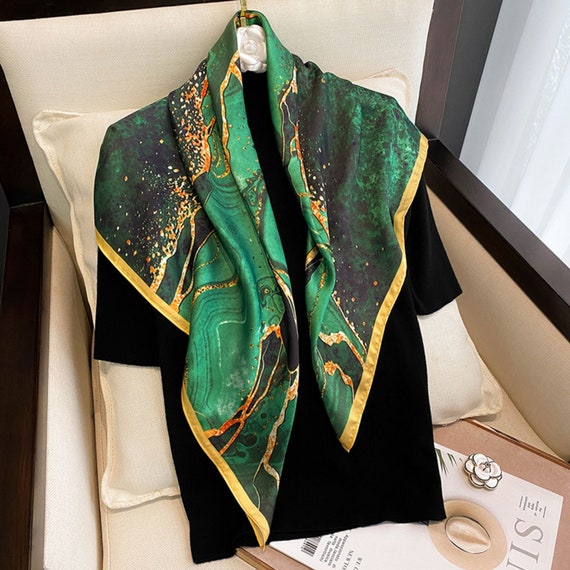 New Silk Head Scarf for Women 90*90cm Luxury Brand Letter Scarves