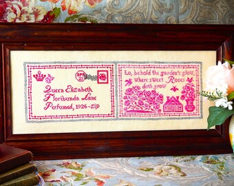 Queen Elizabeth Rose Postcard Sampler Style
