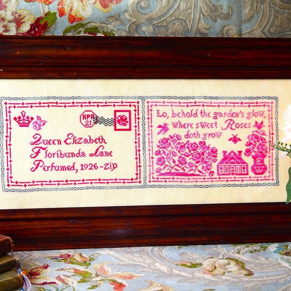 Queen Elizabeth Rose Postcard Sampler Style