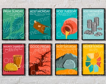 Holy Week Posters | Digital Download Easter Posters | A4 Holy Week Printable Posters