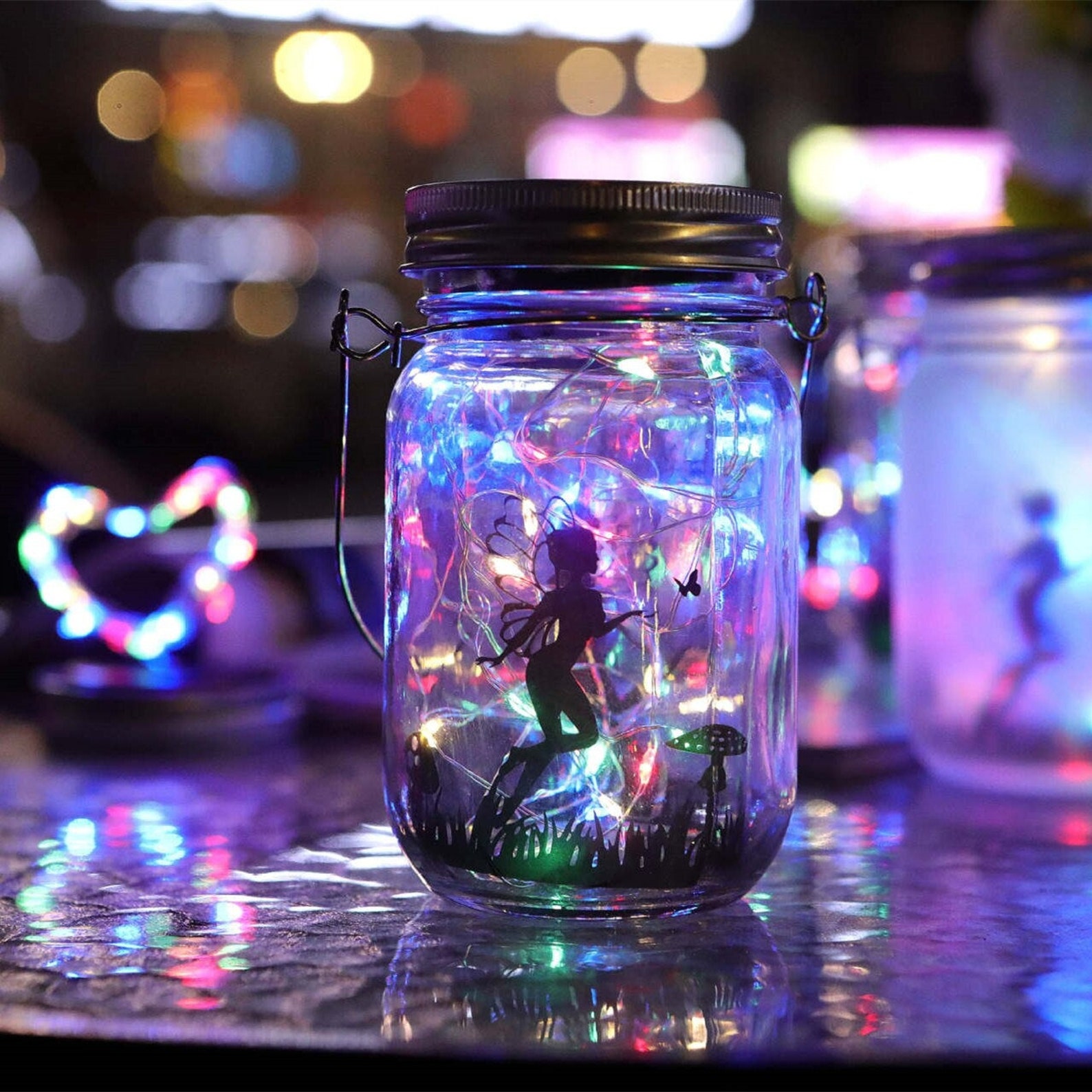 Solar Powered Fairy Light up Jar Fairy in a Jar Outdoor Etsy