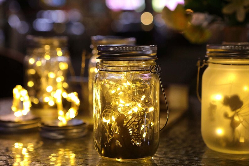 Solar Powered Fairy Light up Jar Fairy in a Jar Outdoor Etsy