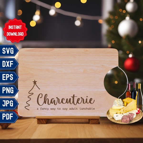 Christmas Charcuterie Definition Cutting Board Svg, Adult Lunchable, Christmas Grazing Board Svg, Wine and Cheese, Laser Engrave Files